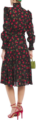 Michael Kors Collection Ruffle-trimmed Gathered Floral-print Crepe Midi Dress