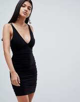 Thumbnail for your product : Rare London ruched side cross back mini dress