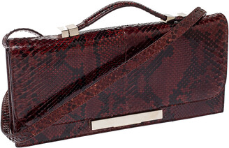 The Row Black/Brown Python Classic Baguette Clutch