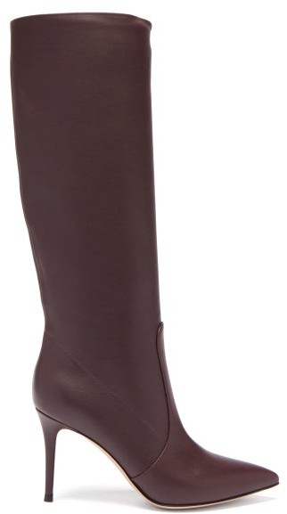 red leather knee high boots uk