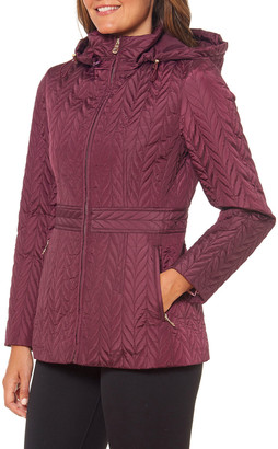 Kate Spade Quilted Chevron Funnel-Neck Midi Jacket