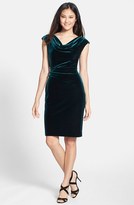Thumbnail for your product : Vince Camuto Drape Neck Ruched Velvet Sheath Dress