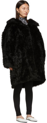Balenciaga Black Faux-Fur Swing Coat