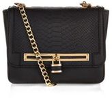 Thumbnail for your product : New Look Black Snakeskin Padlock Chain Strap Bag