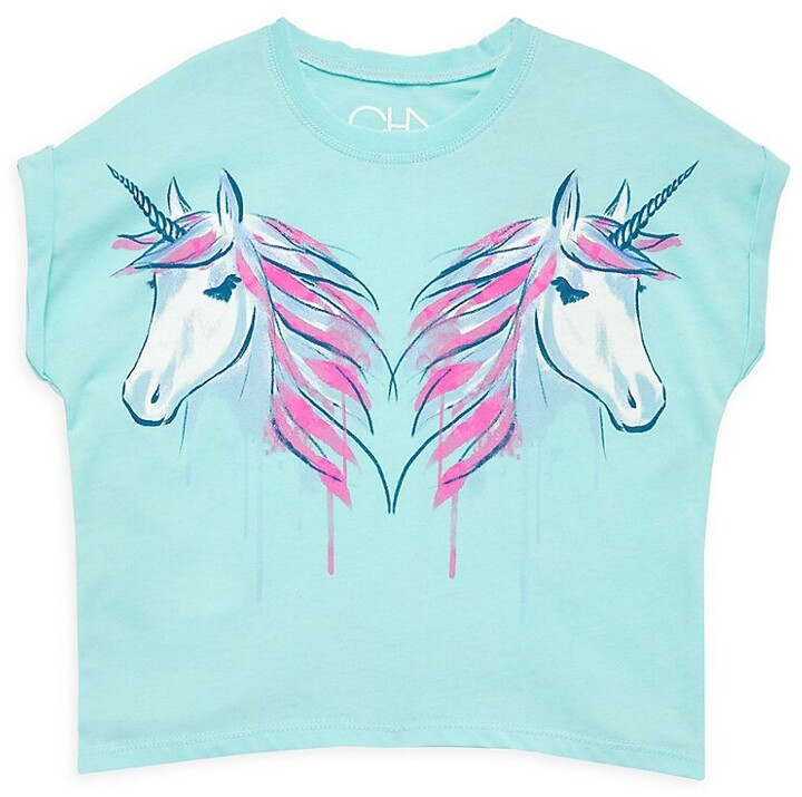 Cute Little Unicorn Girls T-Shirt By Little Rider Navy/Candy Pink 3-10 Years 