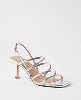 Thumbnail for your product : Ann Taylor Strappy Metallic Leather Heeled Slingback Sandals