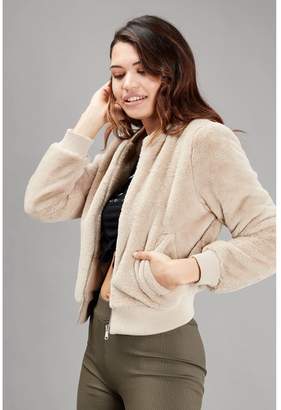 Select Fashion Womens Brown Fur Bomber Jacket - size 6