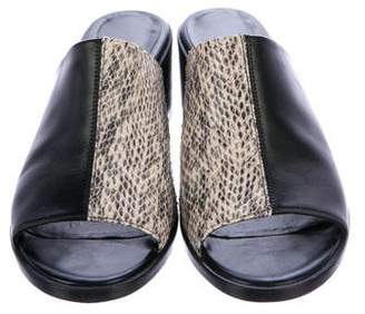Freda Salvador Embossed Leather Slide Sandals