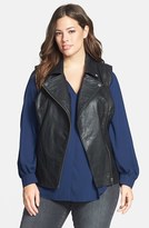 Thumbnail for your product : Sejour Leather Moto Vest (Plus Size)
