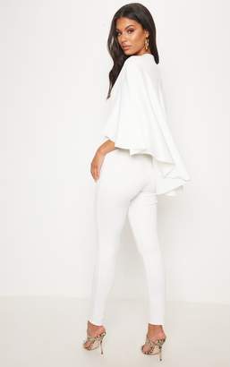 PrettyLittleThing White Plunge Cape Jumpsuit