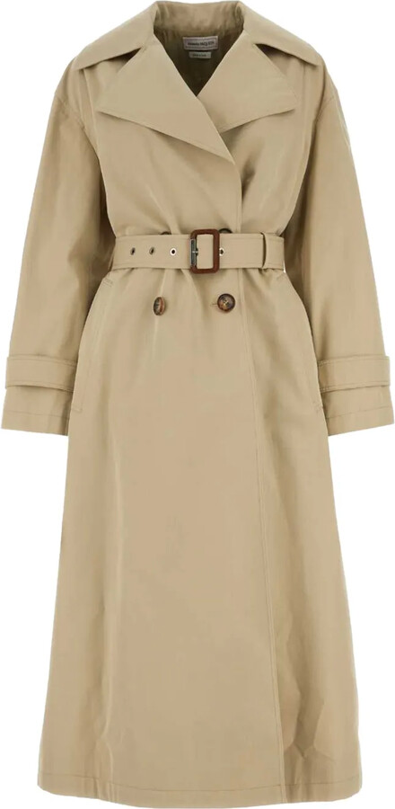 Alexander McQueen Cocoon-Sleeved Belted Trench Coat