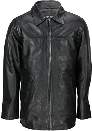 Xposed Mens Soft Real Leather Vintage Smart Casual Collared Classic Zip ...