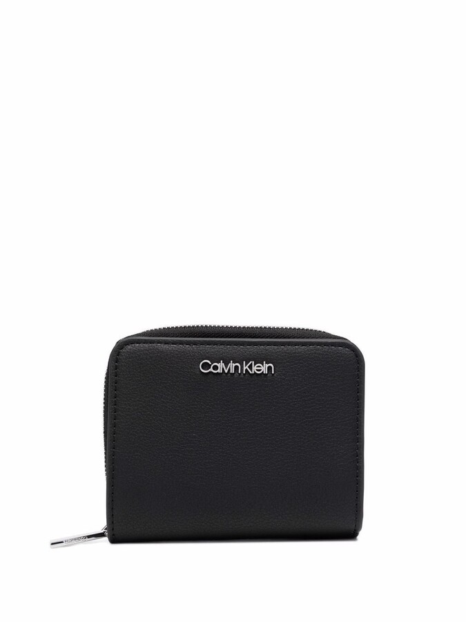 Calvin Klein Logo-Lettering Zipped Wallet - ShopStyle