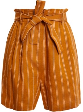 striped tie waist shorts