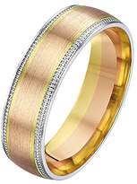 Thumbnail for your product : Theia His & Hers 14ct Yellow and White Gold Two-Tone 6mm Millgrain Matt Wedding Ring - Size T