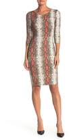Thumbnail for your product : Blvd 3/4 Length Sleeve Snake Skin Print Bodycon Dress