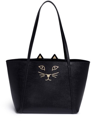 Charlotte Olympia 'Mini Feline Shopper' saffiano leather tote