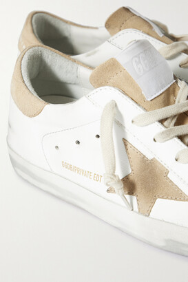 Golden Goose Superstar Distressed Suede-trimmed Leather Sneakers - White