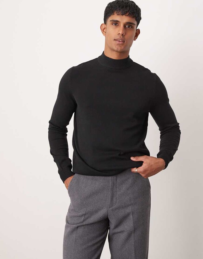 ASOS DESIGN essential knitted turtle neck jumper in black ShopStyle