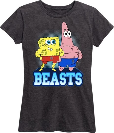 SpongeBob Squarepants Women'sSpongeBobSquarePantsBeastsShortSleeveGraphicT-Shirt-HeatherCharcoal-3X
