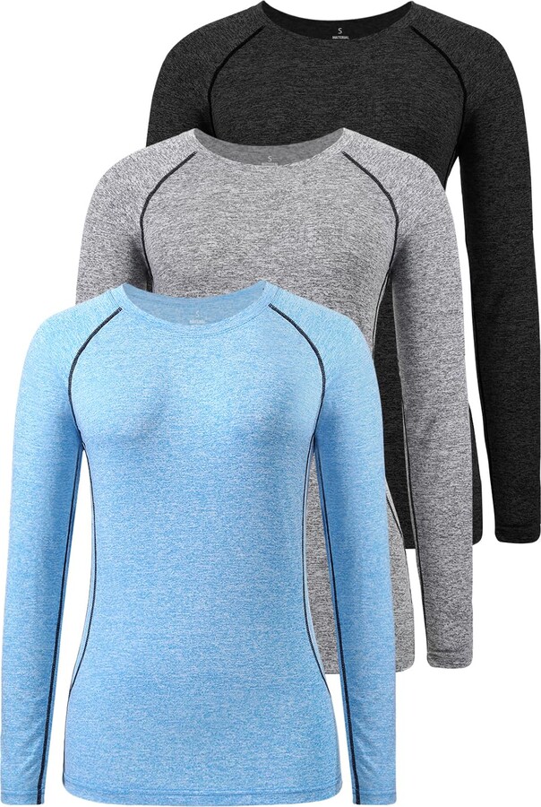 Star Vibe 3 Pack Dry Fit Long Sleeve Tshirt for Women Moisture Wicking Long  Sleeve Tee Outdoor Compression Running Workout Tops Black/Grey/Blue L -  ShopStyle