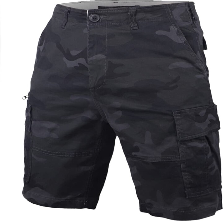 GYMAPE Men's Vintage Cargo Shorts Multi Pocket Loose Relaxed Fit Camouflage 100 Heavy Cotton