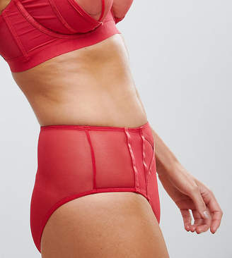 Wolfwhistle Wolf & Whistle sheer mesh high waisted brief in red