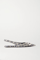 Thumbnail for your product : Balenciaga Knife Logo-embellished Checked Wool Slingback Point-toe Flats - Navy