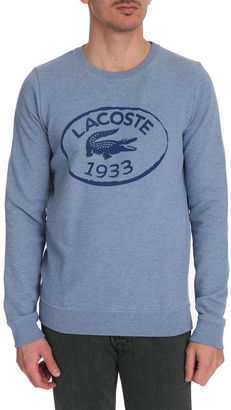 Lacoste Blue Eau Crocodile Print Crew Neck Sweater - Sale