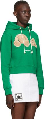 Palm Angels Green Bear Fitted Hoodie