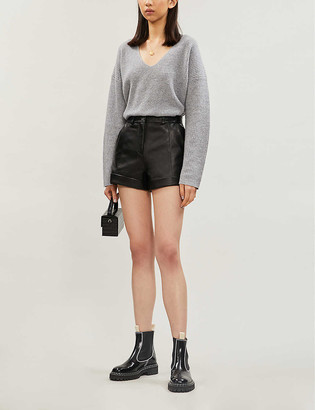 Maje Ilord slim-fit high-rise leather shorts