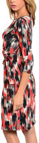 Thumbnail for your product : Pink & Black Ikat Brushstroke Three-Quarter Sleeve Dress - Women