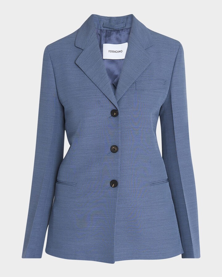 Ferragamo 3-Button Wool Faille Jacket