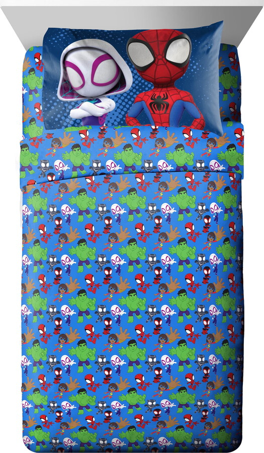 Spider-Man Spidey and His Amazing Friends 4-Piece Blue Marvel Bedding Sets, Full