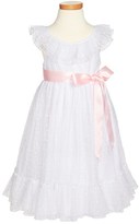 Thumbnail for your product : Laura Ashley Point d'Esprit Ruffle Dress (Toddler Girls & Little Girls)
