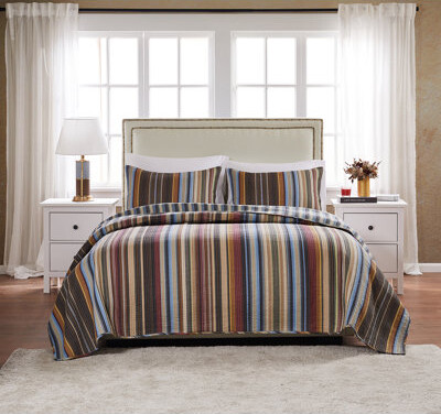 Greenland Home Fashions Durango Stripe Reversible Quilt Set