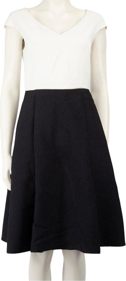 Max Mara Studio White & Navy V-neck Dress Size M