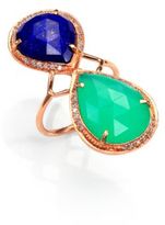 Thumbnail for your product : Jacquie Aiche Lapis, Chrysoprase & 14K Rose Gold Double Teardrop Ring