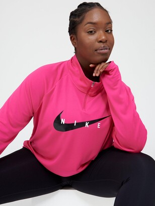 Nike Running Half Zip Midlayer Swoosh Top (Curve) Pink - ShopStyle