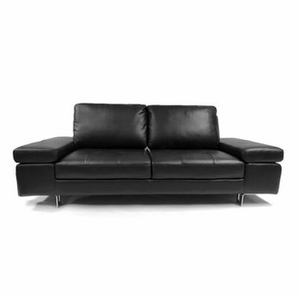 Orren Ellis Goddard Genuine Leather 88" Wide Pillow Top Arm Sofa Upholstery: Ebony Genuine Leather