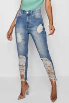 Thumbnail for your product : boohoo Distressed Denim Mom Jean