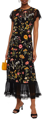 RED Valentino Embroidered Crocheted Cotton And Point D'esprit Midi Dress