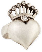 Thumbnail for your product : Irit Design Silver Heart & Crown Ring with Diamonds