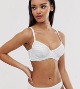 Thumbnail for your product : ASOS DESIGN DESIGN fuller bust exclusive fishnet overlay plunge bikini top in white dd