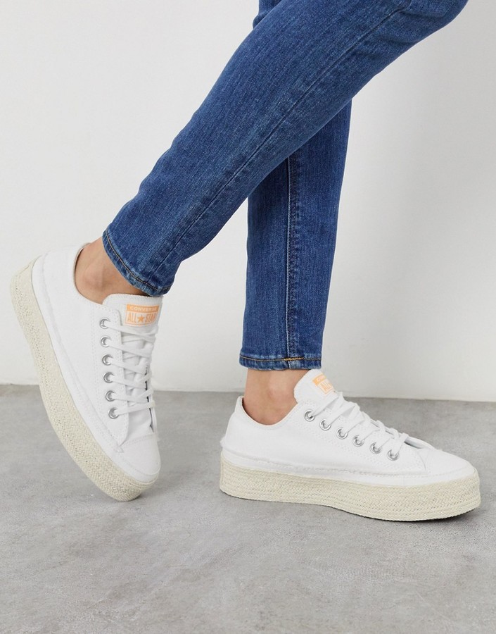 converse chuck taylor all star platform ox sneakers in white