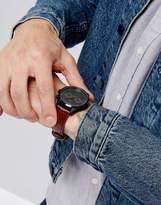 Thumbnail for your product : ASOS Design Watch With Crocodile Emboss Strap And Contrast Black Case