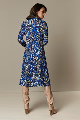 Wallis PETITE Blue Floral Print Midi Dress