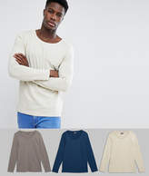 Thumbnail for your product : ASOS Design 3 Pack Long Sleeve Scoop Neck T-Shirt Save