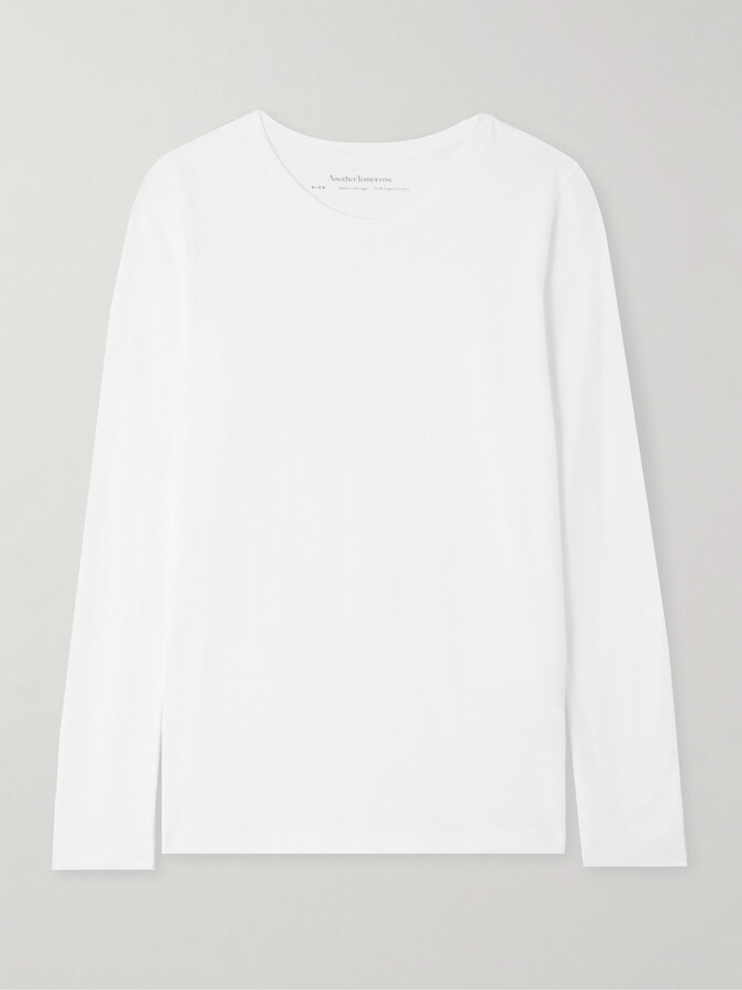 ANOTHER TOMORROW Organic Cotton-jersey T-shirt - White