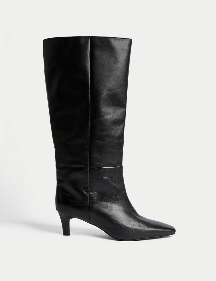 M's Leather Kitten Heel Knee High Boots ShopStyle